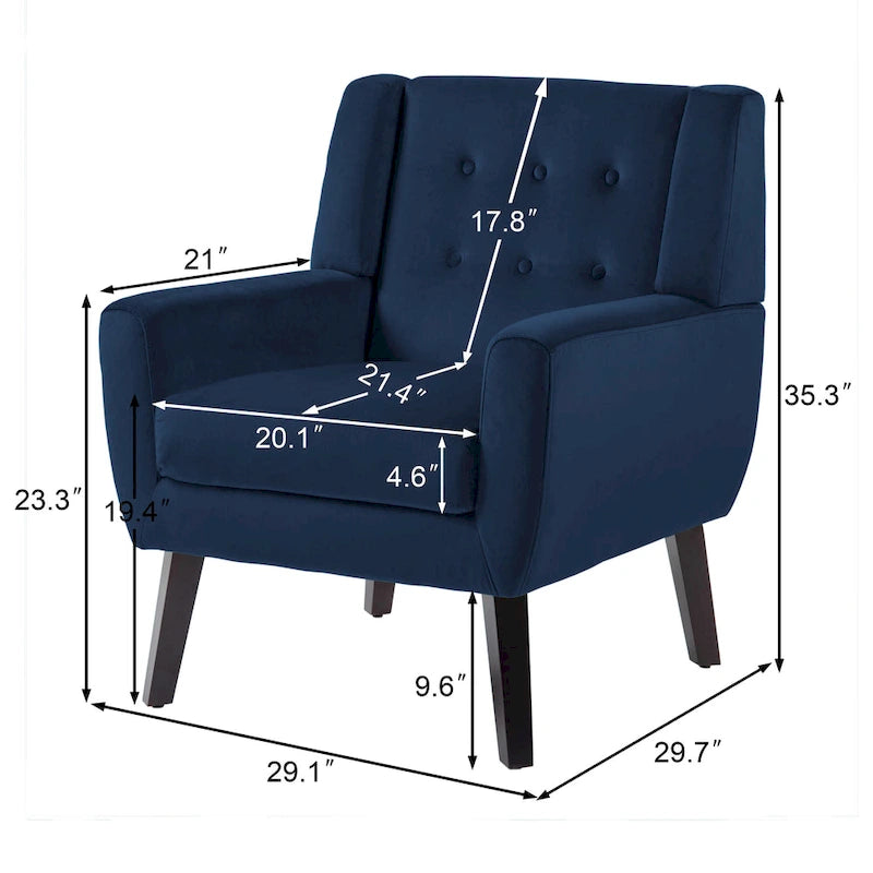 Fauteuil d'appoint capitonné en velours