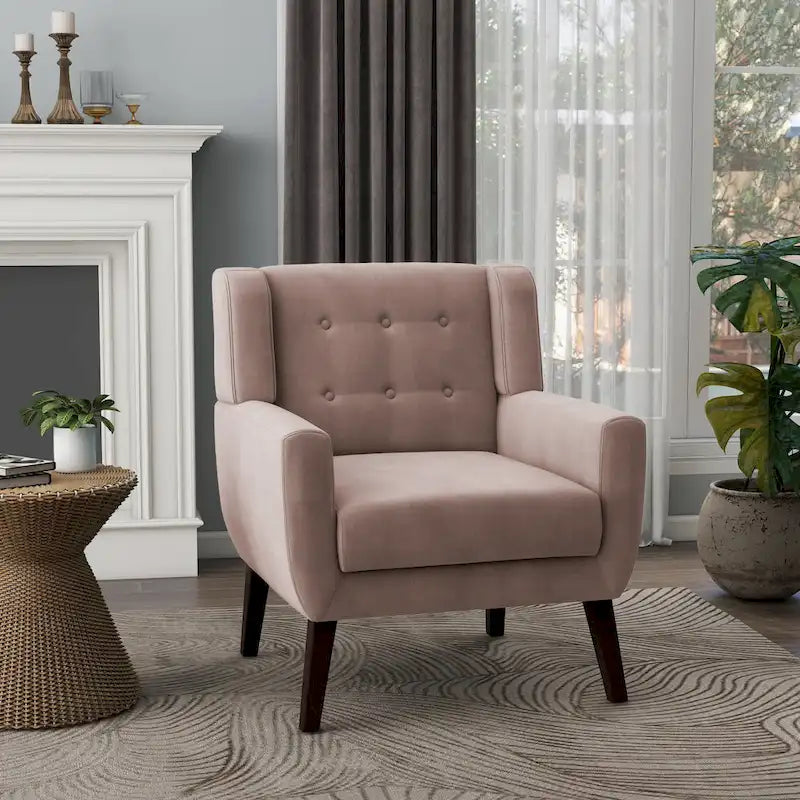 Fauteuil d'appoint capitonné en velours
