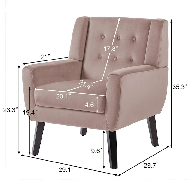 Fauteuil d'appoint capitonné en velours