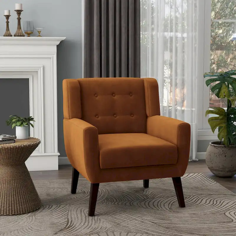 Fauteuil d'appoint capitonné en velours