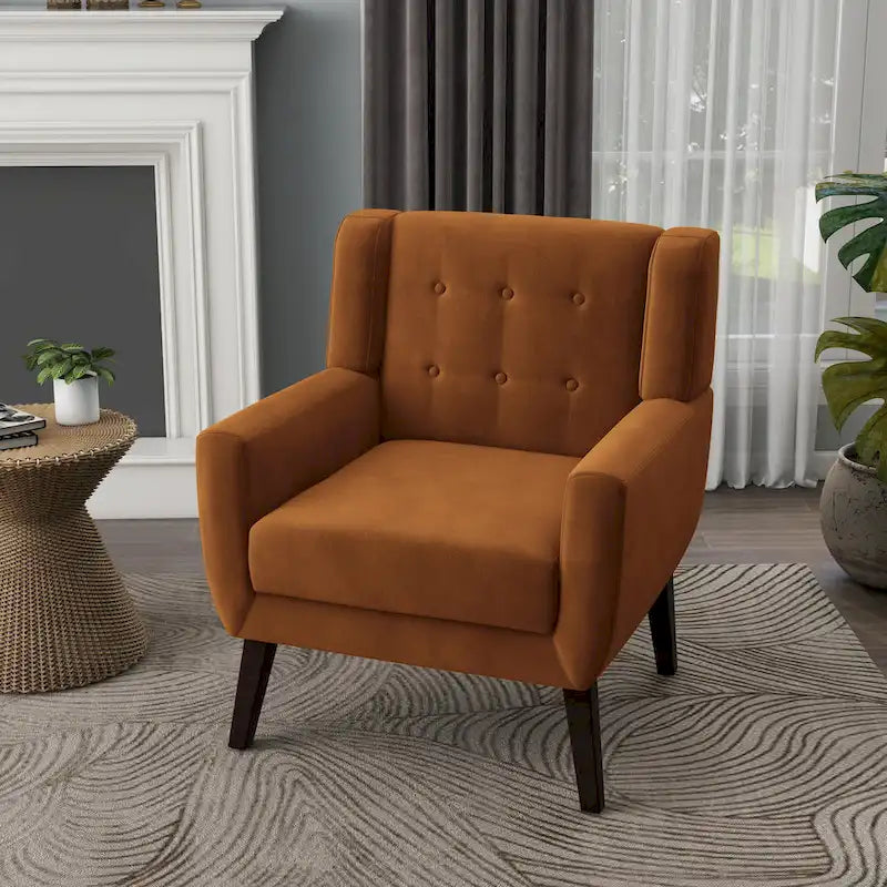 Fauteuil d'appoint capitonné en velours