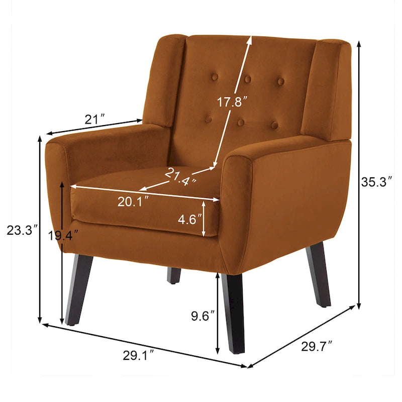 Fauteuil d'appoint capitonné en velours