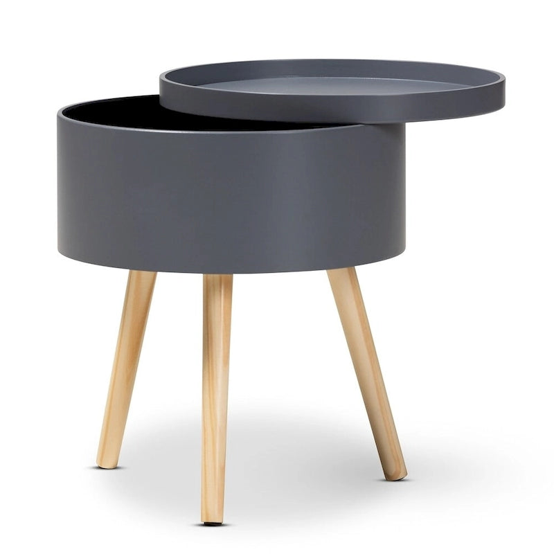 Table d'appoint moderne en bois de style médiéval avec plateau amovible