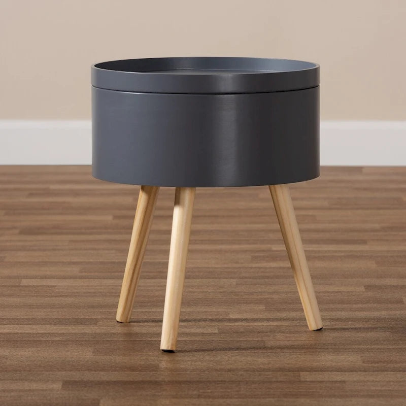 Table d'appoint moderne en bois de style médiéval avec plateau amovible