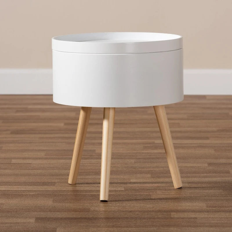 Table d'appoint moderne en bois de style médiéval avec plateau amovible