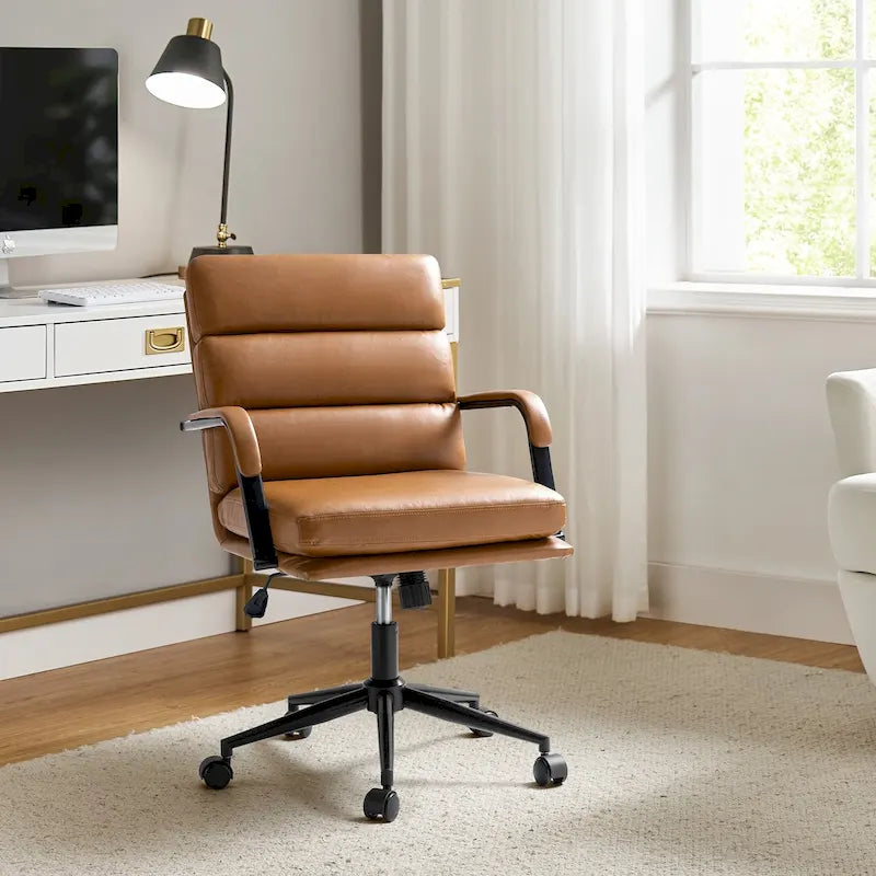 Chaise de bureau moderne en similicuir avec inclinaison verrouillable et fonction d'inclinaison centrale.