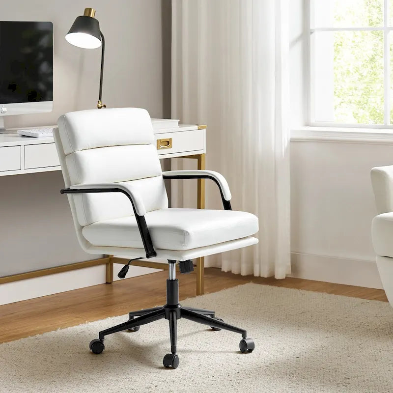 Chaise de bureau moderne en similicuir avec inclinaison verrouillable et fonction d'inclinaison centrale.