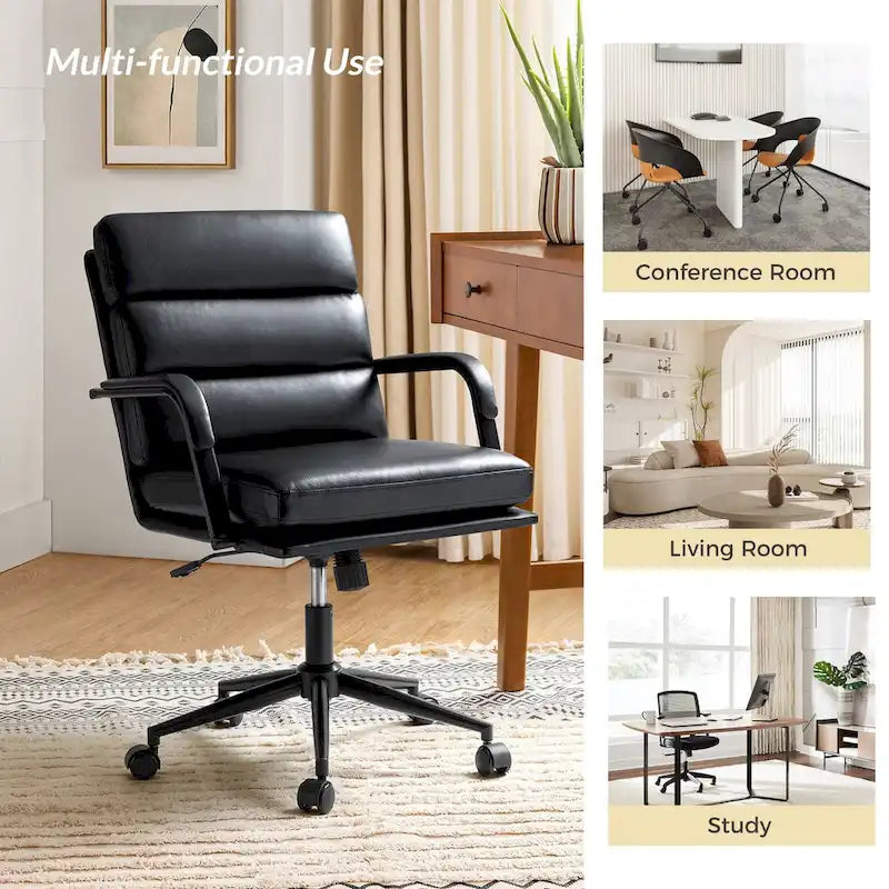 Chaise de bureau moderne en similicuir avec inclinaison verrouillable et fonction d'inclinaison centrale.