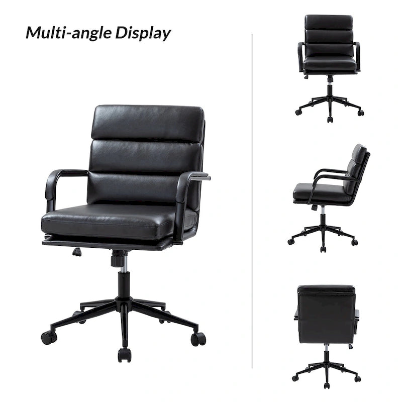 Chaise de bureau moderne en similicuir avec inclinaison verrouillable et fonction d'inclinaison centrale.