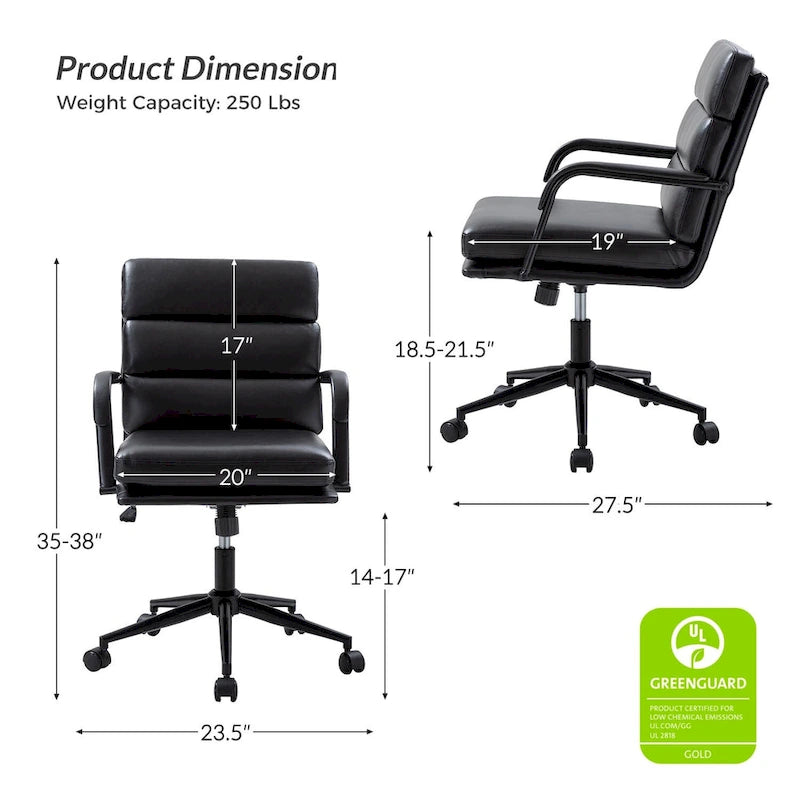 Chaise de bureau moderne en similicuir avec inclinaison verrouillable et fonction d'inclinaison centrale.