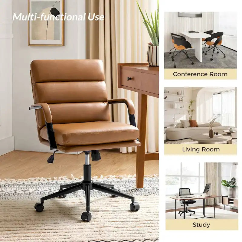 Chaise de bureau moderne en similicuir avec inclinaison verrouillable et fonction d'inclinaison centrale.