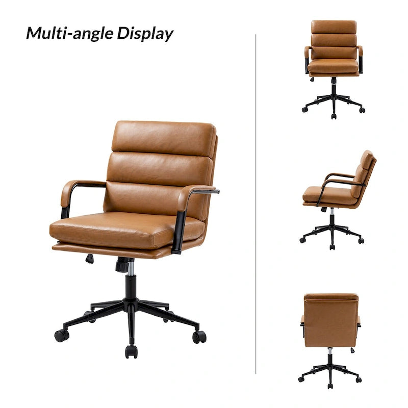 Chaise de bureau moderne en similicuir avec inclinaison verrouillable et fonction d'inclinaison centrale.