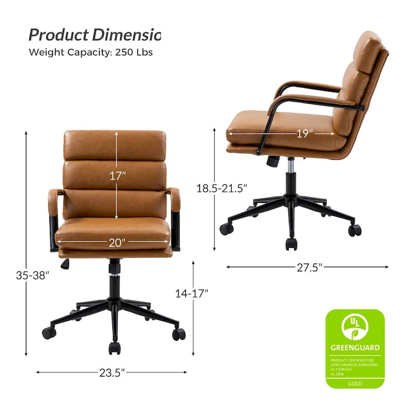Chaise de bureau moderne en similicuir avec inclinaison verrouillable et fonction d'inclinaison centrale.