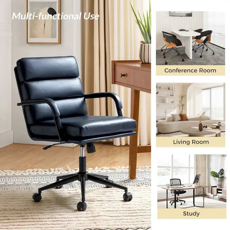 Chaise de bureau moderne en similicuir avec inclinaison verrouillable et fonction d'inclinaison centrale.