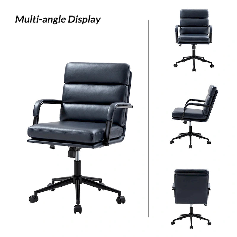 Chaise de bureau moderne en similicuir avec inclinaison verrouillable et fonction d'inclinaison centrale.