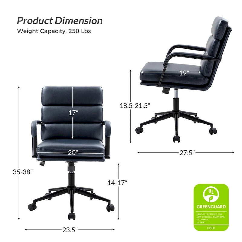 Chaise de bureau moderne en similicuir avec inclinaison verrouillable et fonction d'inclinaison centrale.