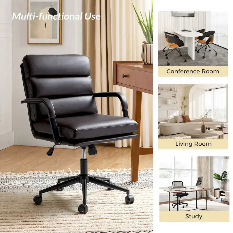 Chaise de bureau moderne en similicuir avec inclinaison verrouillable et fonction d'inclinaison centrale.