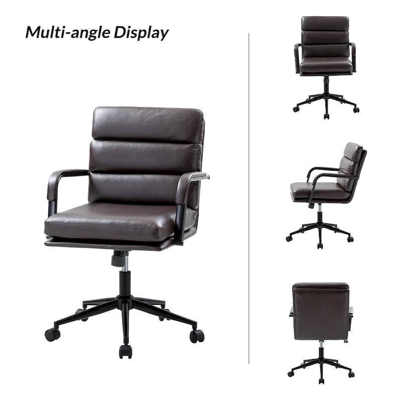 Chaise de bureau moderne en similicuir avec inclinaison verrouillable et fonction d'inclinaison centrale.