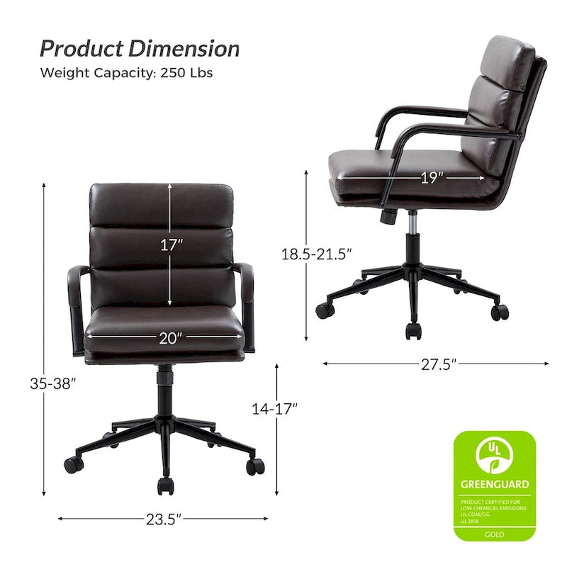 Chaise de bureau moderne en similicuir avec inclinaison verrouillable et fonction d'inclinaison centrale.