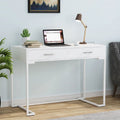 Bureau informatique avec 2 tiroirs, table d'étude/d'écriture moderne avec rangement pour bureau à domicile