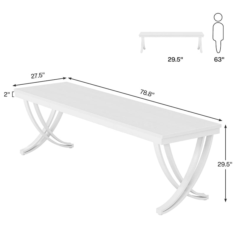 78,74 Bureau d'ordinateur double extra-long avec pieds métalliques uniques pour bureau à domicile