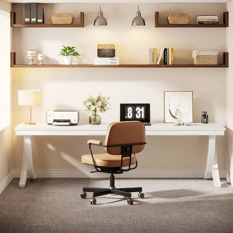 78,74 Bureau d'ordinateur double extra-long avec pieds métalliques uniques pour bureau à domicile