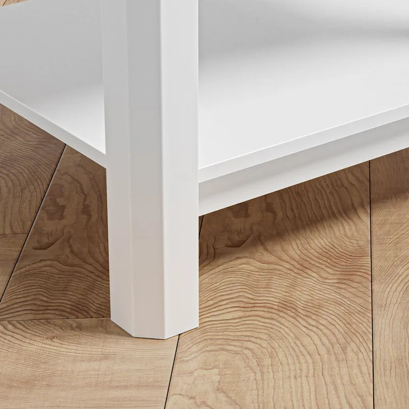 Table de chevet moderne de 71 cm de haut avec 2 tiroirs, en bois et rotin, avec étagère de rangement pour chambre à coucher, couleur blanche