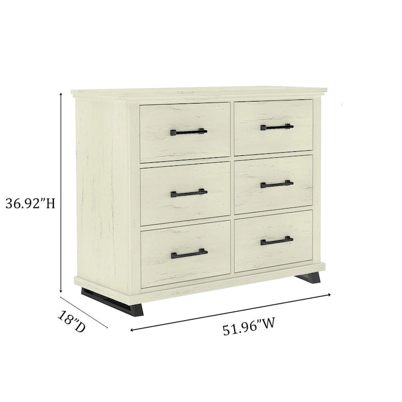 Commode extra-large à six tiroirs de 52 pouces