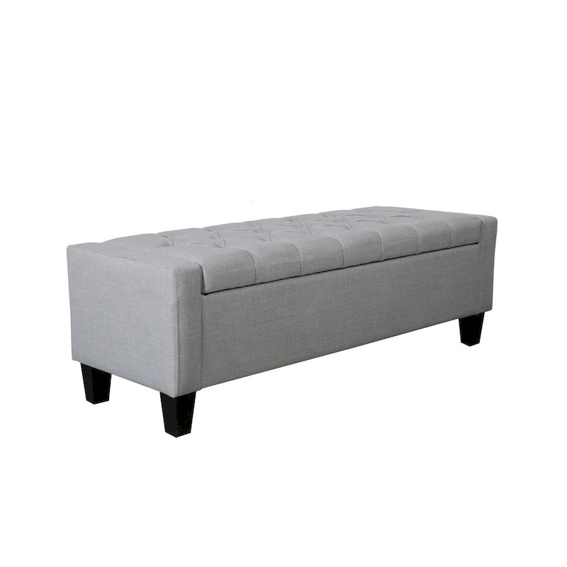 Banc de rangement capitonné en tissu