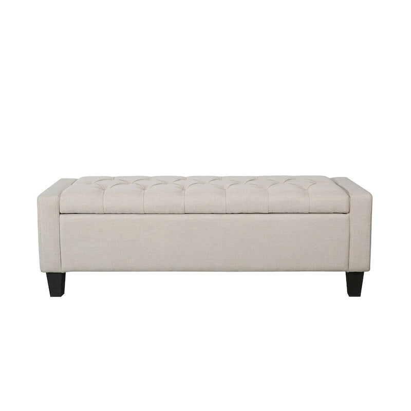 Banc de rangement capitonné en tissu