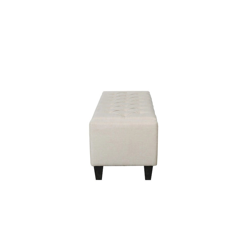 Banc de rangement capitonné en tissu