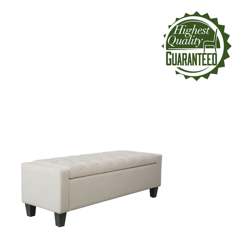 Banc de rangement capitonné en tissu