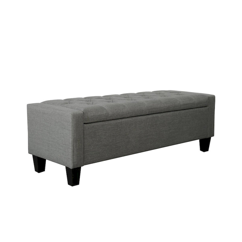 Banc de rangement capitonné en tissu