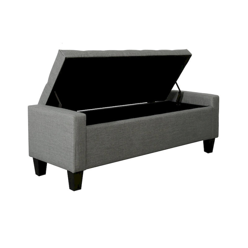 Banc de rangement capitonné en tissu