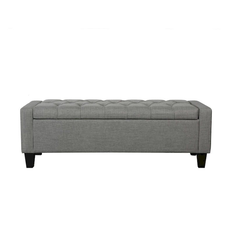 Banc de rangement capitonné en tissu