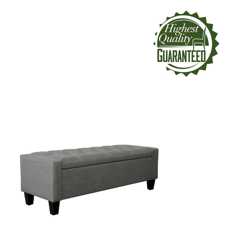 Banc de rangement capitonné en tissu