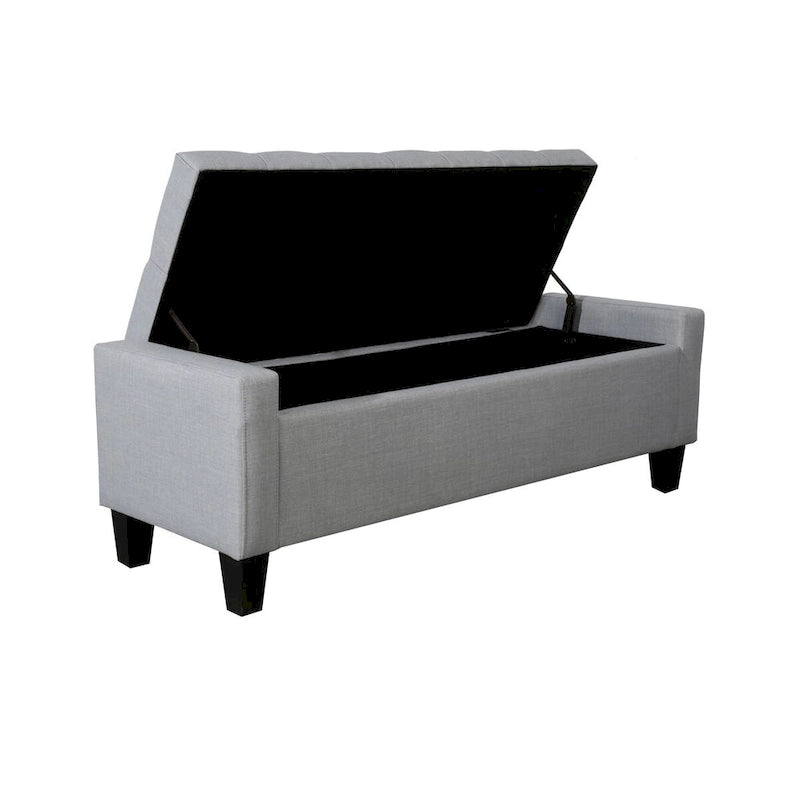 Banc de rangement capitonné en tissu
