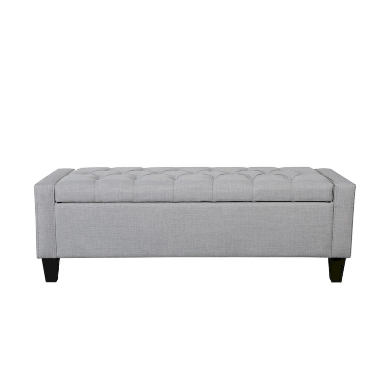 Banc de rangement capitonné en tissu