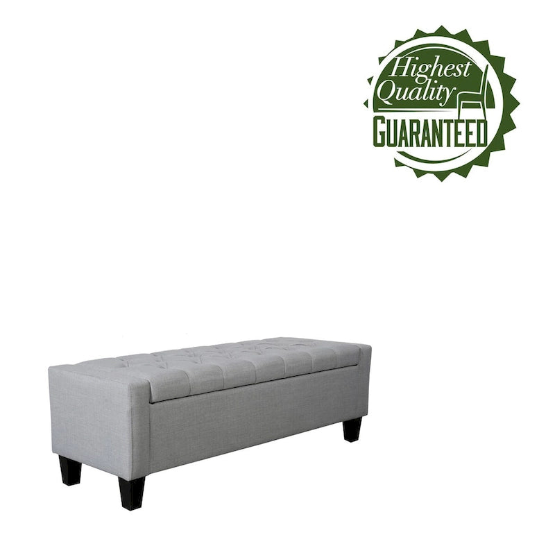 Banc de rangement capitonné en tissu