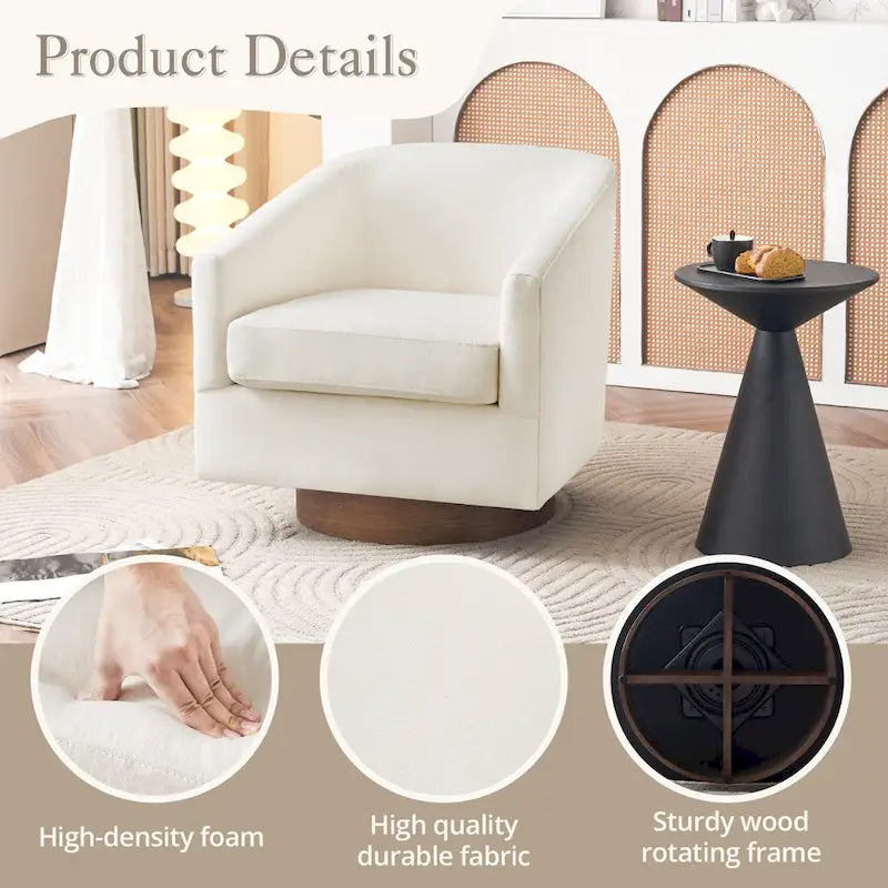 Chaise pivotante de baignoire en bois avec coussin moelleux