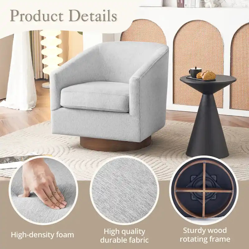 Chaise pivotante de baignoire en bois avec coussin moelleux