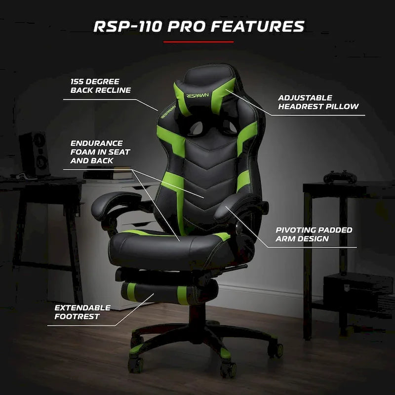 Chaise de jeu - Chaise de jeu avec repose-pieds, bureau et chaise d'ordinateur ergonomiques