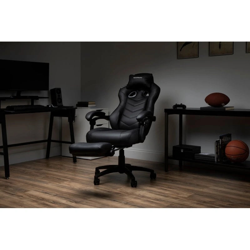 Chaise de jeu - Chaise de jeu avec repose-pieds, bureau et chaise d'ordinateur ergonomiques