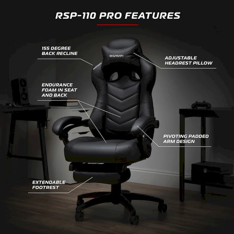 Chaise de jeu - Chaise de jeu avec repose-pieds, bureau et chaise d'ordinateur ergonomiques