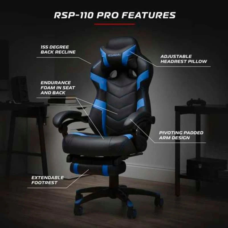 Chaise de jeu - Chaise de jeu avec repose-pieds, bureau et chaise d'ordinateur ergonomiques