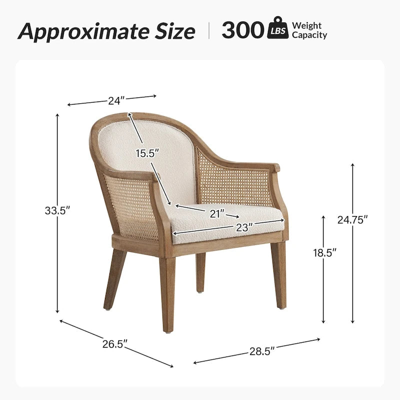 Fauteuil en rotin et bois massif style fermette.