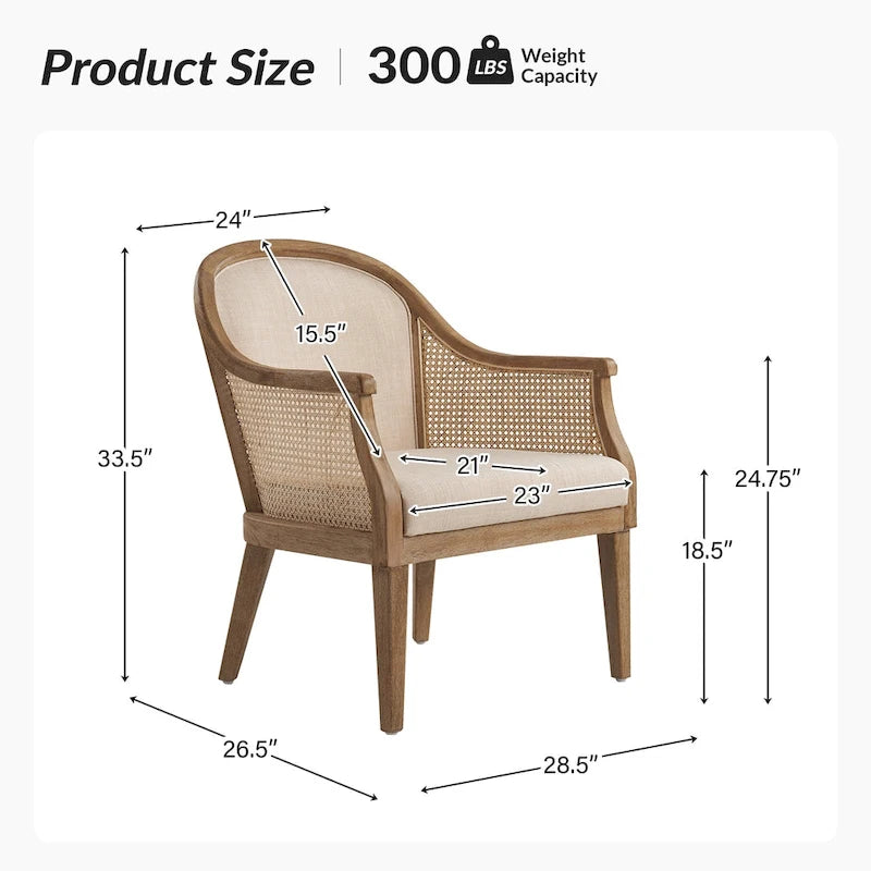 Fauteuil en rotin et bois massif style fermette.