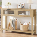 Table d'entrée en bois, Console avec 2 tiroirs en verre