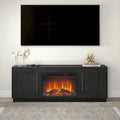 Meuble TV rectangulaire avec foyer électrique décoratif, adapté aux téléviseurs jusqu'à 75 pouces.