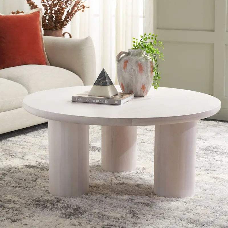 Table basse ronde à trois pieds - 40 cm de large x 40 cm de profondeur x 18 cm de haut